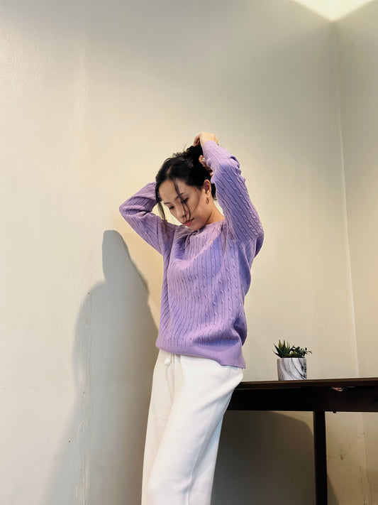 Lilac Ribbed Knit Sweater